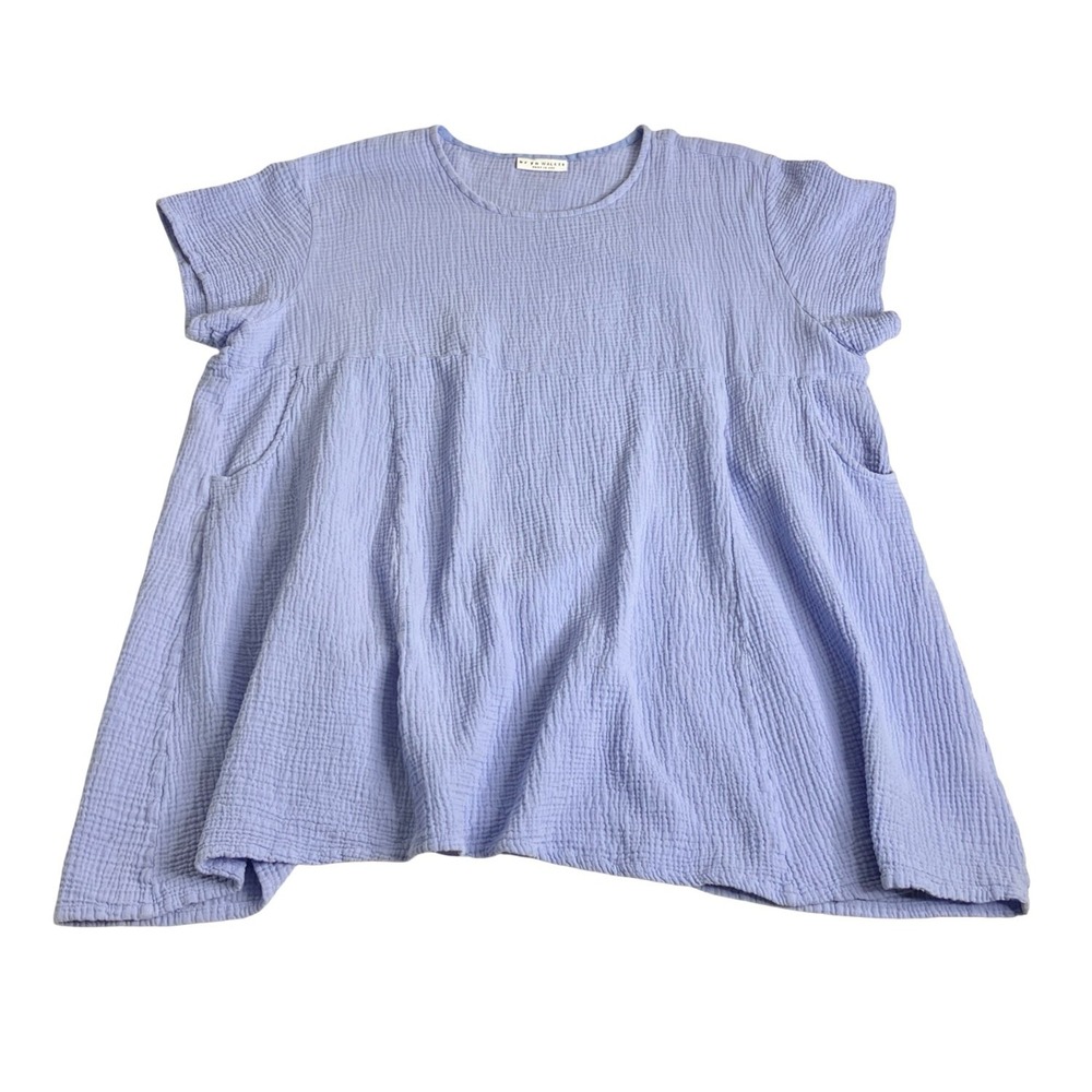 Bryn Walker Mara Cotton Gauze Tunic Top Mini Dress Womens 2X Lagenlook Coastal
